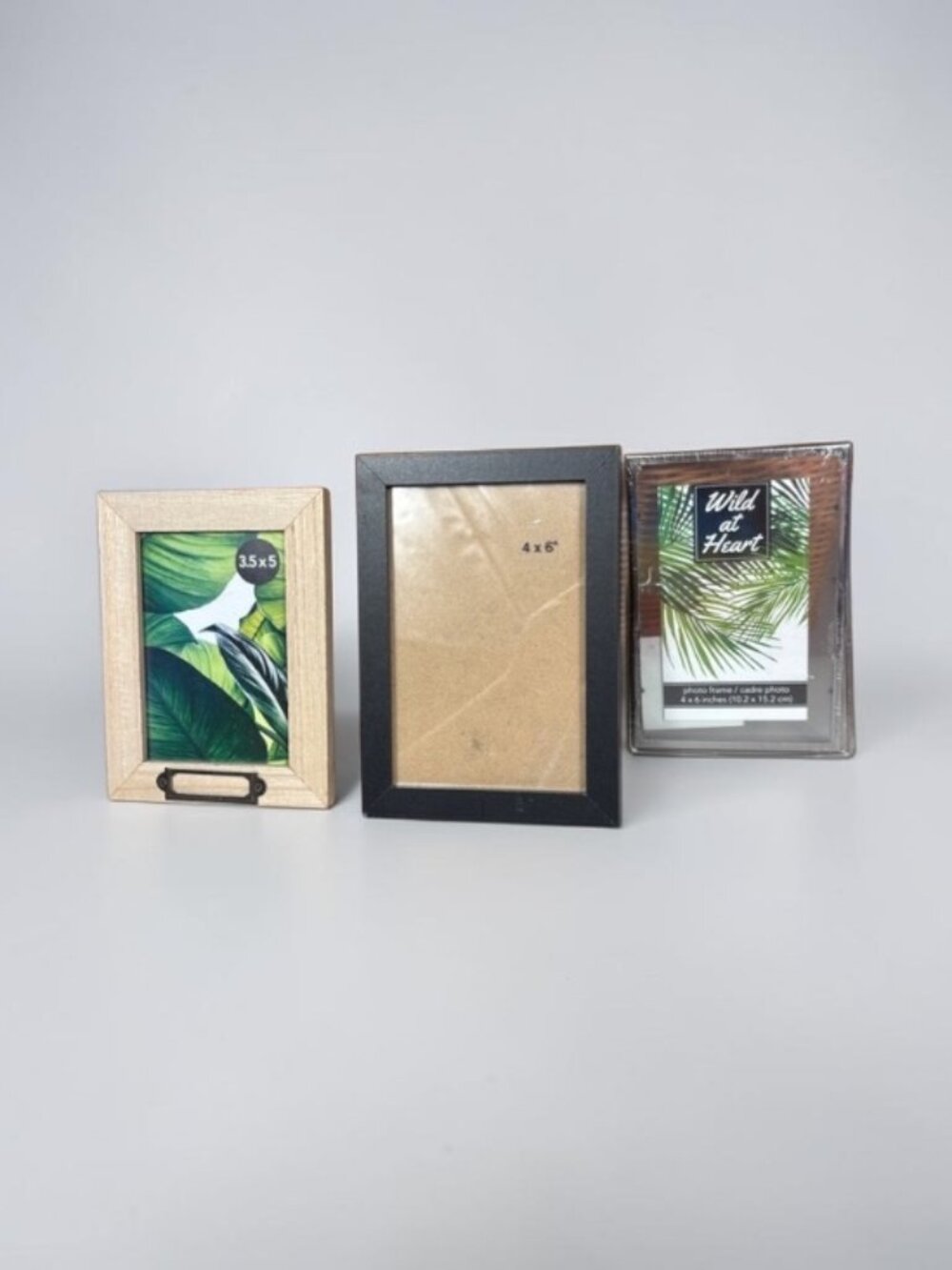 NWT Gallery Photo Frame Set of 3-Black Light Wood & Silver Floating Frame Bundle
